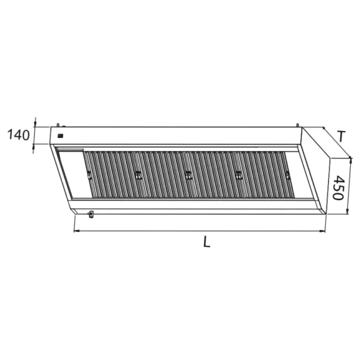 Walpol ventilationskåpa model B01T, ritning